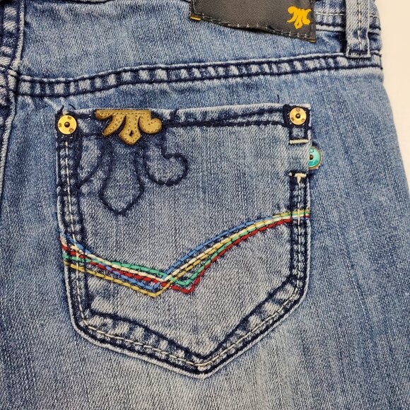 MEK DNM Light Wash Paros F.X.H. Frayed Hem Low-Rise Denim Jean Shorts Size 24 - Picture 7 of 16